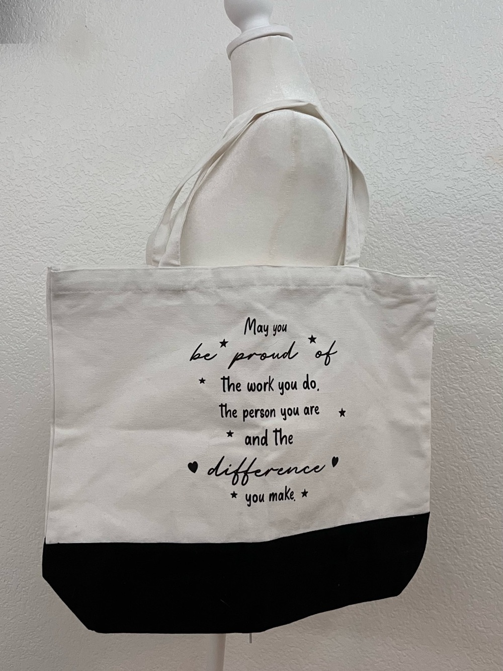 Inspirational Canvas Tote Bag – Black & White Quote Tote – Reusable Shopping Bag